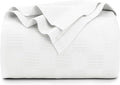 Utopia Bedding White 100% Cotton Blanket [Queen Size - 90x90 Inch] 350GSM Lightweight, Soft and Breathable Thermal Blanket for All Seasons