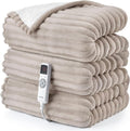 Hansleep Heated Blanket Electric Blanket Twin, Heating Blanket with 9 Heating Levels and 10-Hour Timer Auto Shut Off, Washable Soft Warm Winter Blanket, 62 x 84 Inches, Linen