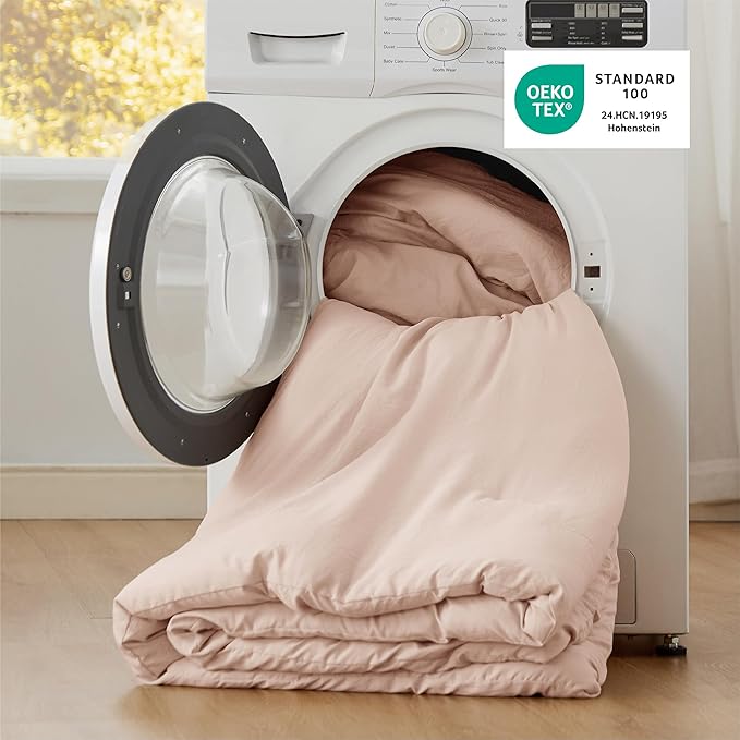 Bedsure Twin/Twin XL Comforter Set, Light Pink Soft Prewashed Bedding for All Seasons, 2 Pieces GentleSoft™ Warm Down Alternative Bed Set, 1 Lightweight Comforter (68"x88") and 1 Pillowcase (20"x26")