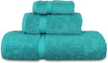 Luxury Hotel & Spa Quality Collection, Quick Dry 100% Turkish Cotton, 750+ GSM, Eco Friendly Towel Set, Bathroom and Kitchen Dobby Border Towels, Bath Towel, Hand Towel, Washcloths (3 Piece, Aqua)