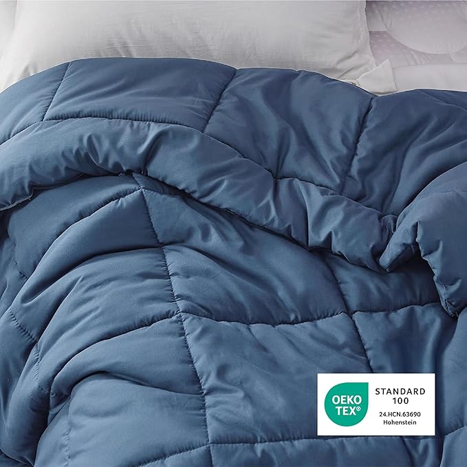 Bedsure Comforter Duvet Insert - Quilted Comforters Oversized King, All Season Duvet, GentleSoft Down Alternative Bedding, with 8 Tabs, Gifts for Women/Men, Dark Slate Blue, Oversize King 116x98Inche