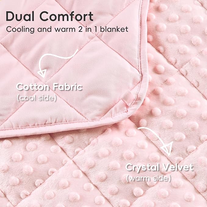 yescool Twin Size Pink Weighted Blanket for Adults 12 Pounds Cooling Weighted Heavy Blanket, Minky Throw Blankets Warm Weighted Comforter, Big Washable Thick Blankets Gift for 100-150lbs, 48 * 72in