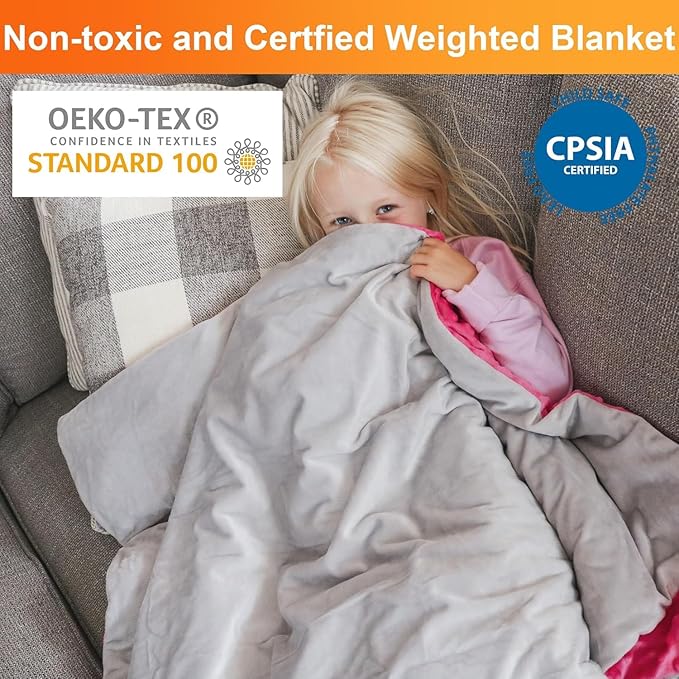 hazli Super-Soft Kids Weighted Blanket 7 Pounds - Weighted Blanket for Kids - Easy to Clean, Washable Minky Cover - 41x60 Inches 7lbs Child - Small Heavy Blanket for Girls and Boys