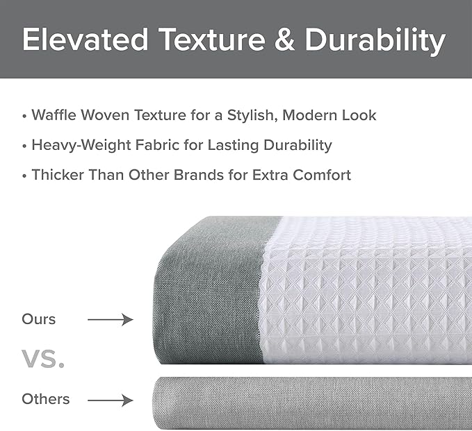 Madison Park Shower Curtain Spa Waffle Weave Wide Shower Curtain for Bathroom 3M Scotchgard Moisture Management, Spa Quality Modern Shower Curtains for Bathroom, Extra Width: 108"x72" Charcoal