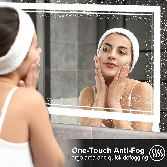 20x 28 LED Bathroom Mirror with Lights, Anti-Fog, Dimmable, Backlit + Front Lit, Memory Function, Lighted Bathroom Vanity Mirror for Wall(Horizontal/Vertical).