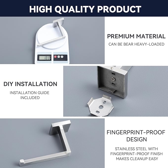 LANC Bathroom Toilet Paper Holder, Brushed Nickel Toilet Paper Roll Holder Wall Mounted for Kitchen Washroom Modern Toilet Tissue Roll Holder Dispenser Stainless Steel Left, A8807BN-LF