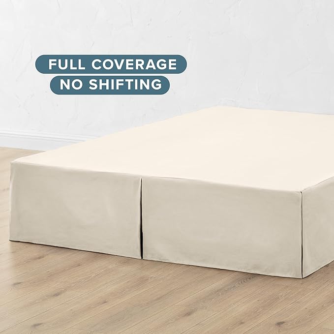 Bare Home California King Bed Skirt - 15-Inch Tailored Drop Easy Fit - Bed Skirt for Cal King Beds - Center & Corner Pleats (Cal King, Sand)