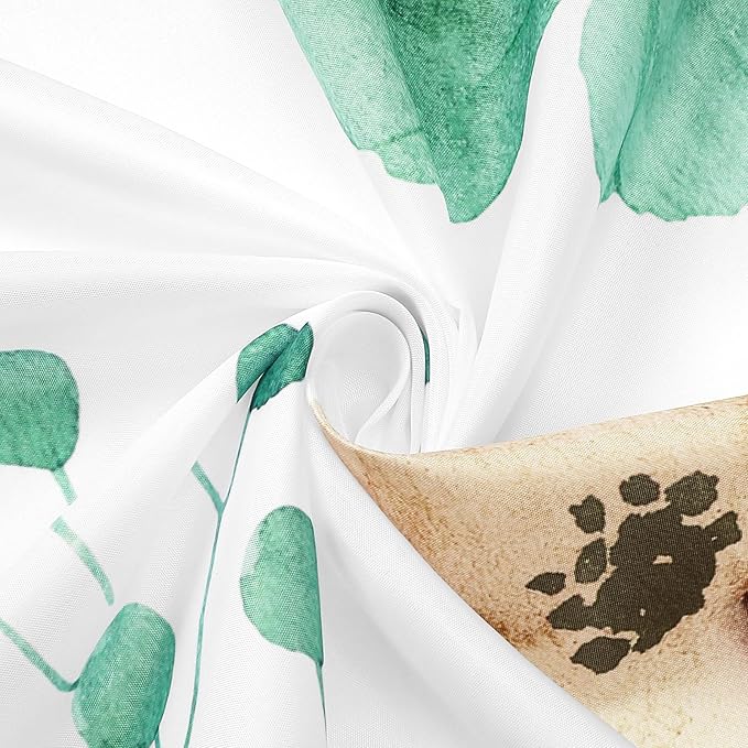 Gibelle Watercolor Floral Shower Curtain, Mint Green Beige Flower Shower Curtain for Bathroom, Modern Minimalist Waterproof Fabric Shower Curtain Set with Hooks 72x72 Inch
