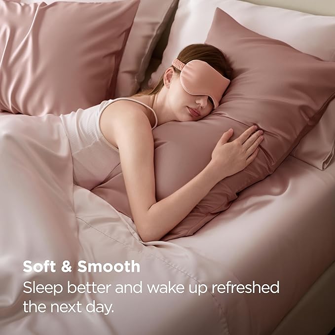 Bedsure King Size Satin Pillowcase Set of 2 - Rose Cloud Silky Pillow Cases for Hair and Skin with Envelope Closure, Similar to Silk Pillow Cases, Gifts for Women Men, 20x36 Inches, 2pcs