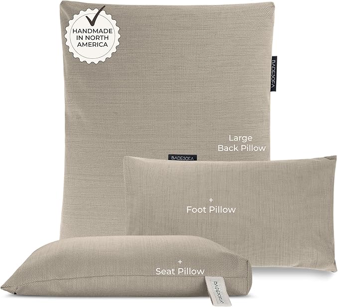 BADESOFA® Luxury Bath Pillows for Tub Full Body Set - 3-Piece Bath Pillow Set with Premium Materials & CleanDry+ - Bathtub Pillows for Head and Neck Support - Tub Pillow for Bathtub in Beige