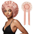 vidsel Bonnet with Tie Band, Hair Care Satin Silk Bonnet for Sleeping Women, Silky Sleep Bonnets for Women, Reversible Double Layer Sleep Cap for Curly Hair Braids