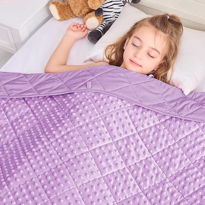 yescool Weighted Blanket 7 Pounds Light Purple Twin Size Cooling Weighted Throw Blanket, Minky Heavy Blankets Warm Weighted Comforter, Big Washable Thick Blankets Gift for 60-90lbs, 40 * 60in
