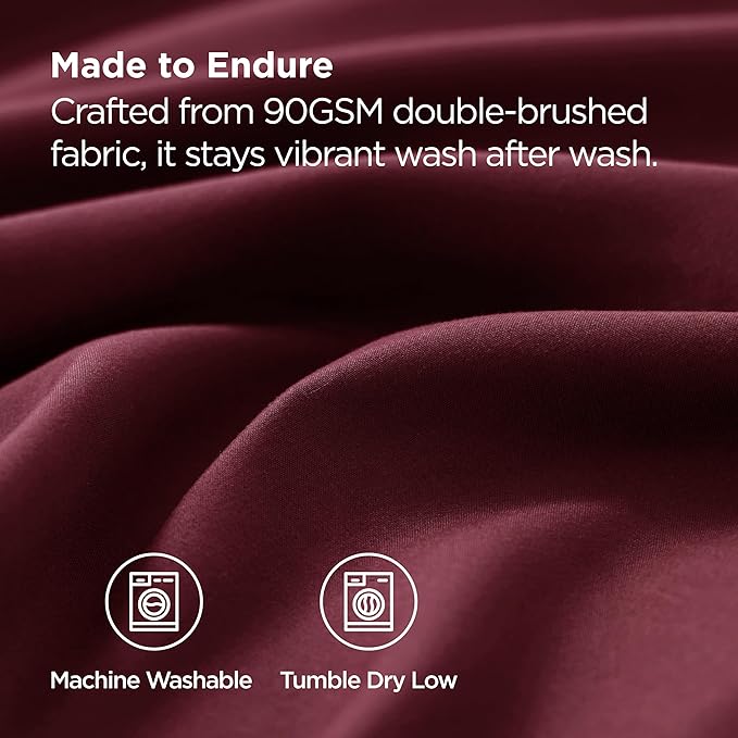 Bedsure King Size Pillow Cases Set of 2 - Burgundy Brushed Microfiber Pillowcases 2 Pack, Super Soft Pillow Case Cover with Envelope Closure, Wrinkle, Fade and Stain Resistant, 20x36 Inches