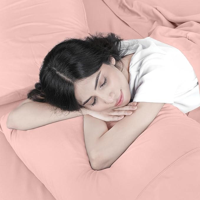 Utopia Bedding Queen Sheet Set – 4 Piece Bed Sheets for Queen Size Bed, Soft and Breathable Microfiber, Includes 1 Fitted Sheet, 1 Flat Sheet and 2 Pillowcases (Tea Pink)