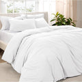 Bare Home Microfiber Duvet Cover Set - Ultra Soft Washed Microfiber - Queen Size - Linen-Like Look - Easy Care - Breathable Fabric - Our Softest Duvet Cover Set (Queen, White)