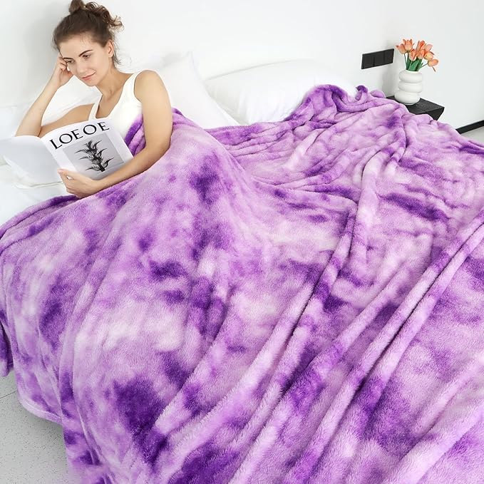 Fleece Throw Blanket Cozy Soft Lightweight Throw Blankets Warm Plush Purple Fall Blankets and Throws Couch Sofa Bed Camping Travel Picnic Outdoor Blanket Bedding Kid Baby Boys Girls Adults