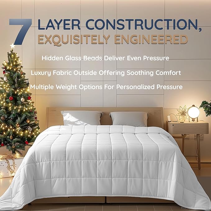 HomeSmart King Weighted Blanket 40lbs, Heavy Weighted Blanket, Perfect for Couples, Fits Standard and California King Beds, 104"x92" White