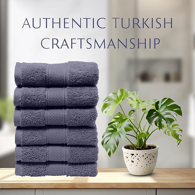 MAURA 6-Pack Premium Turkish Washcloth Set - Ultimate Luxury with Soft, Thick, Super Absorbent, and Oversized Cotton Face Towels - Ideal for a Hotel & Spa Quality Experience in Classic Denim Blue