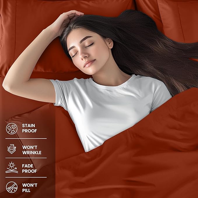 Utopia Bedding Queen Bed Sheets Set - 4 Piece Bedding - Brushed Microfiber - Shrinkage and Fade Resistant - Easy Care (Queen, Terracotta Orange)