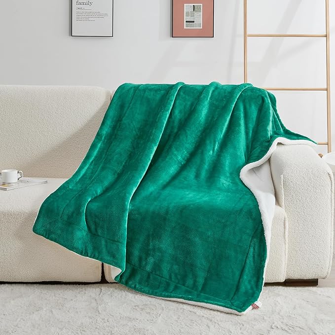 SOCHOW Sherpa Fleece Throw Blanket, Double-Sided Super Soft Luxurious Plush Blanket Throw Size, Malachite Green, 50x60 inches