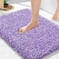 Yimobra Bathroom Rugs Non Slip Washable, Ultra Soft and Water Absorbent Bath Mats, Plush Fluffy Shower Mat Outside, Microfiber Thick Matts for Bathroom Floor/Sink, 24x17, Purple and White