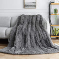 Uttermara Shaggy Faux Fur Weighted Blanket Queen Size, 12 lbs Long Fur Sherpa Soft Fluffy Bed Blanket for Adults, Ultra Cozy Warm Sherpa Throw Full/Queen Size Sofa Bed Blanket, 48 x 72inches, Grey