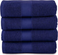 MAURA Premium Blue Bath Towels 100% Cotton 27x54 Ultra Absorbent Quick Dry 4 Pack Soft Terry Bath Towels Set for Bathroom, Hotel and Spa Quality, Navy Blue