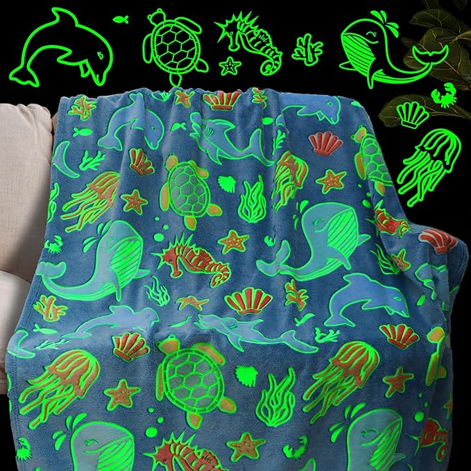 obinsm Glow in The Dark Blanket for Boys & Toddlers
