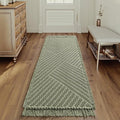 H.VERSAILTEX Waffle Bath Runner Rug Long Bath Mat Super Absorbent Boho Bath Rugs Non Slip Bath Runner for Bathroom Floor Machine Washable Dry Fast Bathroom Rugs with Tassels, 24" x 72", Sage