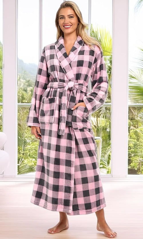 Alexander Del Rossa Plush Robe for Women, Long Fleece Winter Bath Robe, Plus Size