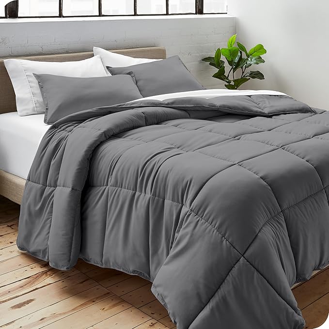 Bare Home Duvet Insert Comforter - Twin/Twin Extra Long - 8 Duvet Loops - Goose Down Alternative - Ultra-Soft - Premium 1800 Series - All Season Warmth - Bedding Comforter (Twin/Twin XL, Grey)