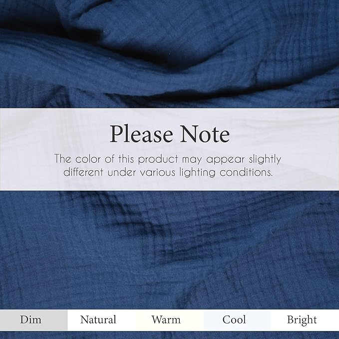 Salt Earth 100% Cotton Muslin Throw Blanket Gauze Blanket 55"X75" Twin, 4 Layered for Couch, Bed, Living Room, Home, Lightweight & All Season Blankets & Throws, Easy wash, Skin Friendly (Navy Blue)