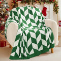 Snuggle Sac Christmas Green Throw Blanket for Couch, Super Soft Christmas Blankets Cozy Knit Fuzzy Plush Lightweight Throws for Sofa, Bed, Chevron Green,50x60 inches
