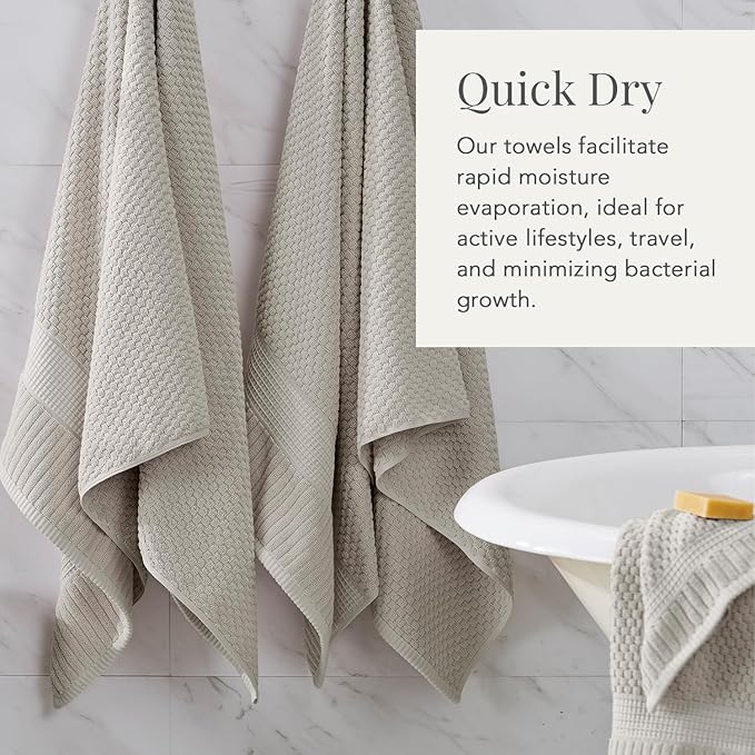 NY Loft 100% Cotton 2 Pack Bath Sheet Towel Set | Absorbent Quick-Dry Oversize Bath Towels | Textured and Durable Cotton | Quiet Grey