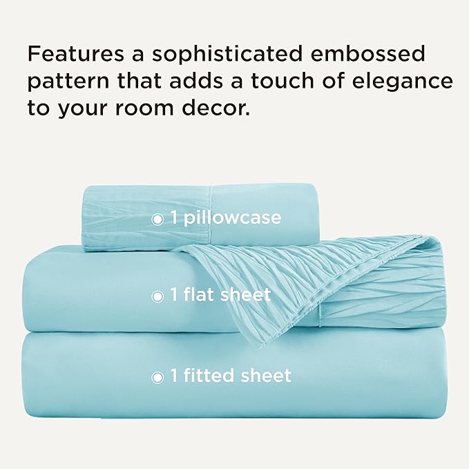 Bedsure Twin XL Sheet Sets Dorm Bedding - 3 Pieces Soft Extra Long Twin Sheets, Hotel Luxury, Easy Care Microfiber for Women, Men, Spa Blue