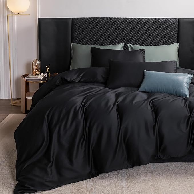 MooMee Duvet Cover Set 100% Extra Long Staple Cotton 600 Thread Count Silky Sateen Smooth Luxury Soft Breathable Durable Hotel Quality Bedding, 3 Pieces (Light Pink, Queen 90"x90")