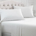 Mellanni King Sheets Set - 4 PC Iconic Collection Bedding - Hotel Luxury, Extra Soft, Cooling Bed Sheets - Wrinkle, Fade, Stain Resistant (King, Pin Stripe Gray)