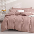 JELLYMONI Duvet Cover King Size Smokey Pink - 3PCS Boho Striped Duvet Cover Set Polyester Tufted Bohemian Textured Comforter Cover 104×90in with Corner Ties & Zipper and 2 Pillowcases