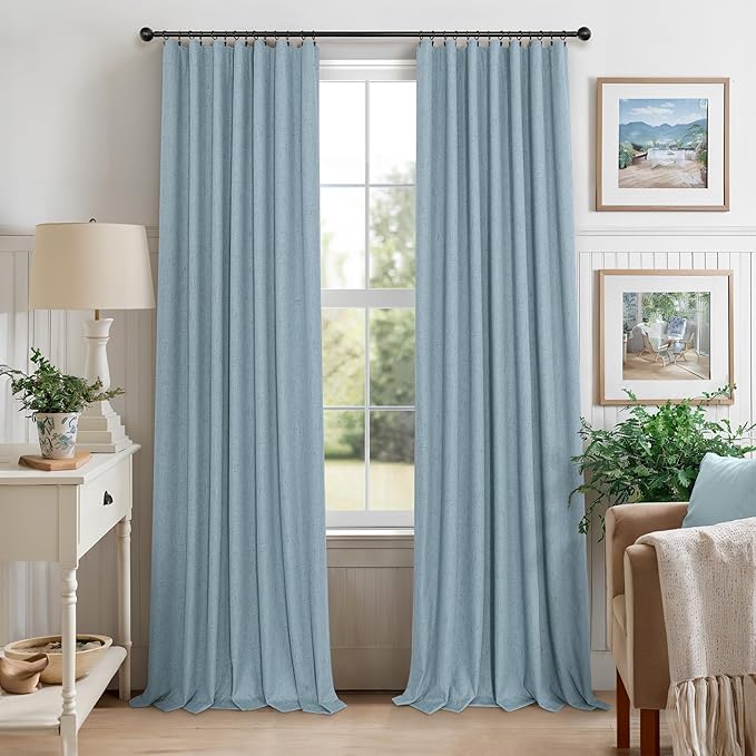 Dusty Blue Curtains for Nursery Girls Boy Bedroom 72 Inch Length 2 Panels Complete Blackout Room Darkening Black Out Shades Insulated Thermal Light Blue Grey Curtains for Winter Summer Heat Blocking