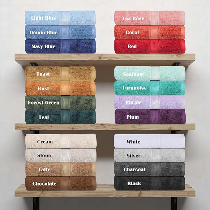 Superior Egyptian Cotton Pile Bath Sheet Set of 2, Ultra Soft Luxury Towels, Thick Plush Essentials, Absorbent Heavyweight, Guest Bath, Hotel, Spa, Home Bathroom, Shower Basics, Teal