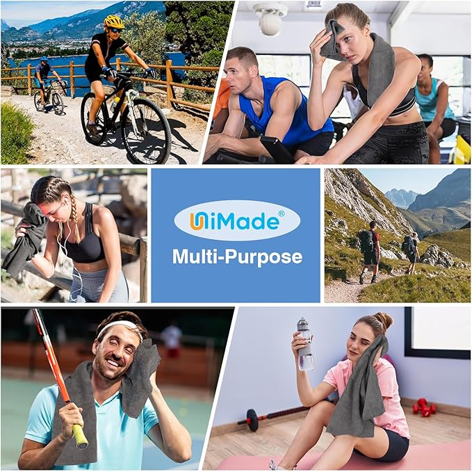 24 Pack Gym Towels Set - Highly Absorbent and Quick Drying Microfiber Salon Towels, Premium Hand Cloths for Bathroom, Gym, Shower, Hotel, and Spa - 16x27 inch (Grey)