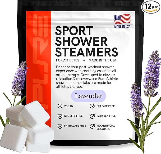 Sport Shower Steamers - Made in USA with Natural Lavender Essential Oil, Aromatherapy, Stress and Sinus Relief, Muscle Recovery for Athletes, Best Christmas Stocking Stuffers for Runners