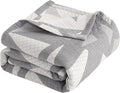 NTBAY 3 Layers Cotton Muslin 106x92 King Bed Blanket, Super Soft Breathable Thermal Yarn Dyed Quilt for Adults, Perfect Lightweight Blanket for Couch Sofa Bed All Seasons, Grey Triangle