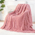 Sherpa Fleece Adult Weighted Blanket Great for Sleep, 20 lbs Dual Sided Soft Fuzzy Heavy Blankets for Couch Bed Sofa, Cozy Warm Arched Jacquard Throw for Winter (Apricot Pink, 60" x 80", 20 Pounds)