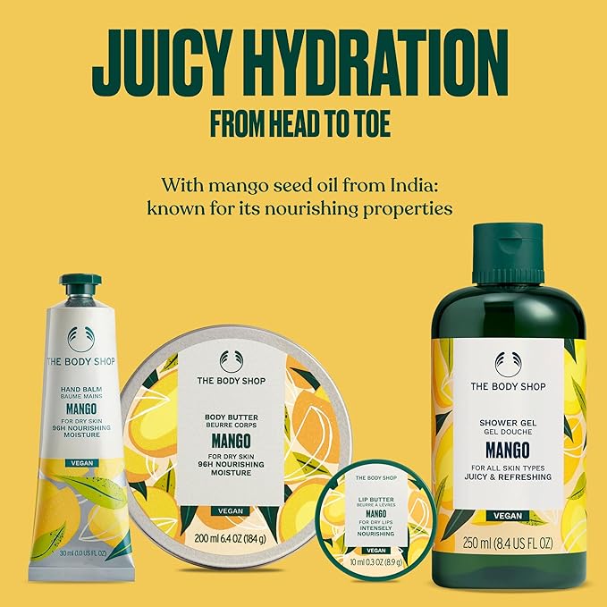 The Body Shop Mango Collection Gift Set - 4 Piece Set, Shower Gel, Body Butter, Lip Butter, Hand Balm, Vegan