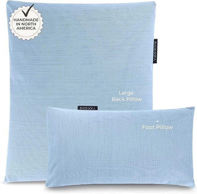 BADESOFA® Luxury Bath Pillow Set 2-Piece – Large Back Pillow & Foot Pillow for Tub – Spa-Grade Comfort for Head, Neck, Back & Feet – Quick Drying Bathtub Cushion Set in Blue