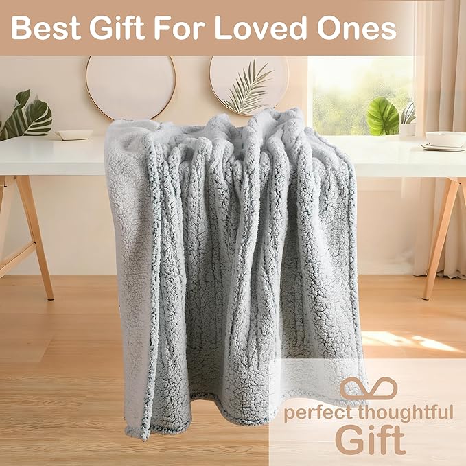 Electric Heated Blanket Full Size 72×84, 6 Heating Settings & 1-10H Auto Off Double Sided Plush Sherpa Ultra-Soft Warm Thick, Machine Washable, Fast Heating, Home Office, Light Gradient Blue