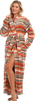 Alexander Del Rossa Plush Robe for Women, Long Fleece Winter Bath Robe, Plus Size