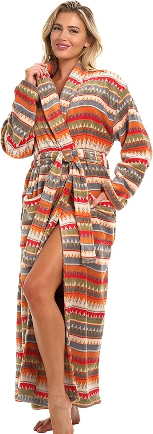 Alexander Del Rossa Plush Robe for Women, Long Fleece Winter Bath Robe, Plus Size