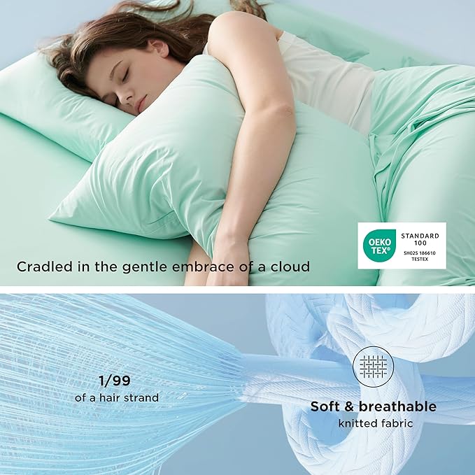 Bedsure Cooling Pillow Cases King Size Set of 2, Cool Pillowcases for Hot Sleepers and Night Sweats, Silky Soft & Breathable Cold Pillow Covers with Hidden Zipper, Green, 20x36 Inches